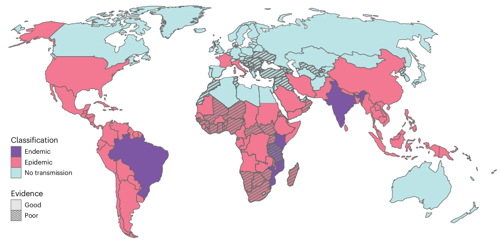 Chikungunya: Mapa de países endémicos y epidémicos
